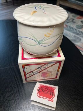 VTG Pottery by Levine USA Handpainted Butter Crock French Style Butter Bell